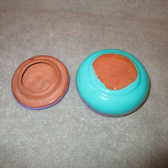 Mexican Talavera Celestial Sun Face Trinket Box Lid Cosmic Art Pottery Decor - Picture 6 of 6